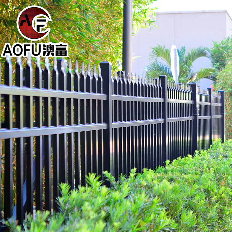 Factory Price Welded Metal Picket Ornamental Fence Customized Q235 European Style Privacy Black Outdoor Wrought Zinc Steel Fence