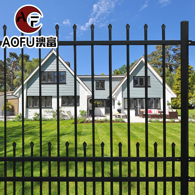 Factory Price Welded Metal Picket Ornamental Fence Customized Q235 European Style Privacy Black Outdoor Wrought Zinc Steel Fence