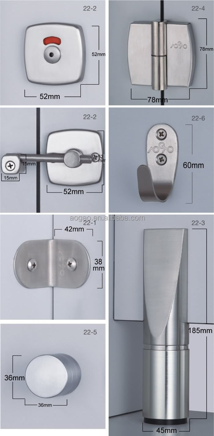 AOGAO waterproof hpl bathroom partition/toilet partition door lock