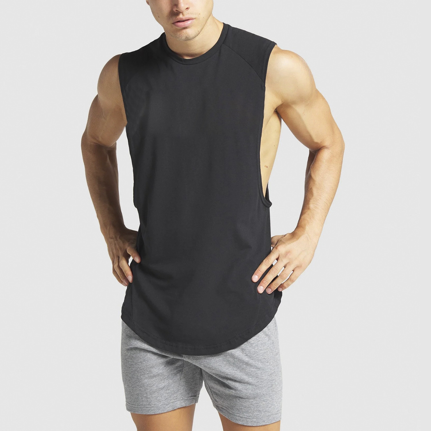 Custom Men's Cotton Fitness Training Running Tank Tops Summer Sleeveless Sports Fitness Vest