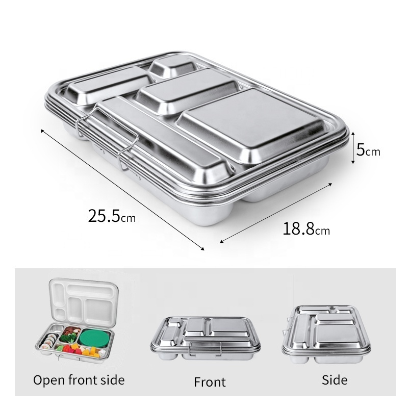 Aohea Bento Lunch Box With Divider and Cutlery Lunch Containers for Kids 304 Stainless Steel lunchbox