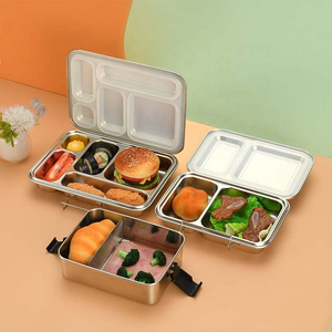 Aohea Restaurants dish lunch buffet plates container box dinnerware 5 compartment stainless steel fast food lunch tray plate