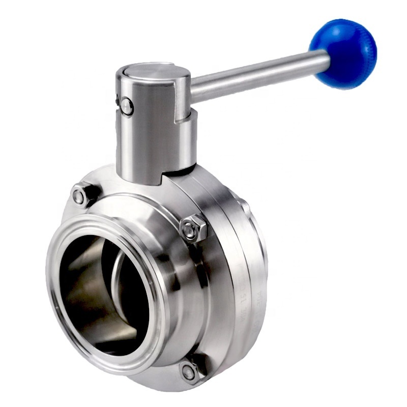 Aohoy dairy food grade ss 304 316 sanitary stainless steel tri clover clamp manual butterfly valve