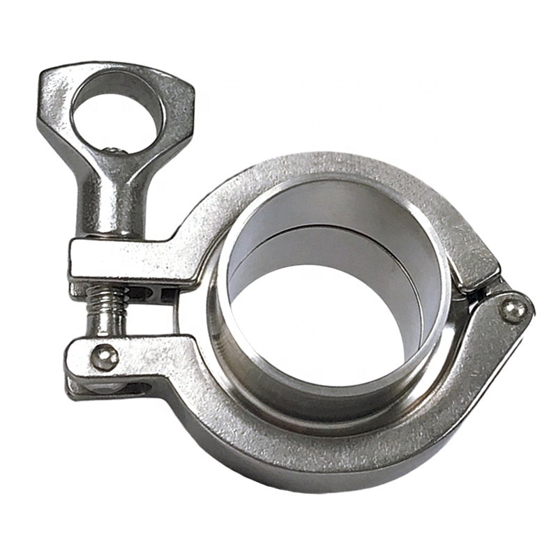 Aohoy 50.5 1 1.5 2 inch sanitary triclamp 304 pipe fitting stainless steel tri clamp weld tc clover ferrule