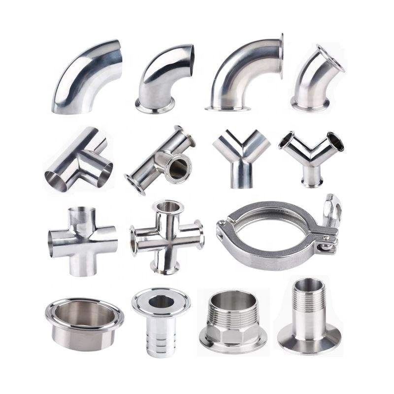 Aohoy 50.5 1 1.5 2 inch sanitary triclamp 304 pipe fitting stainless steel tri clamp weld tc clover ferrule