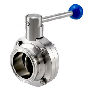 Aohoy 304 316 Stainless steel food grade tc ferrule end type manual tri clover clamp sanitary butterfly valve