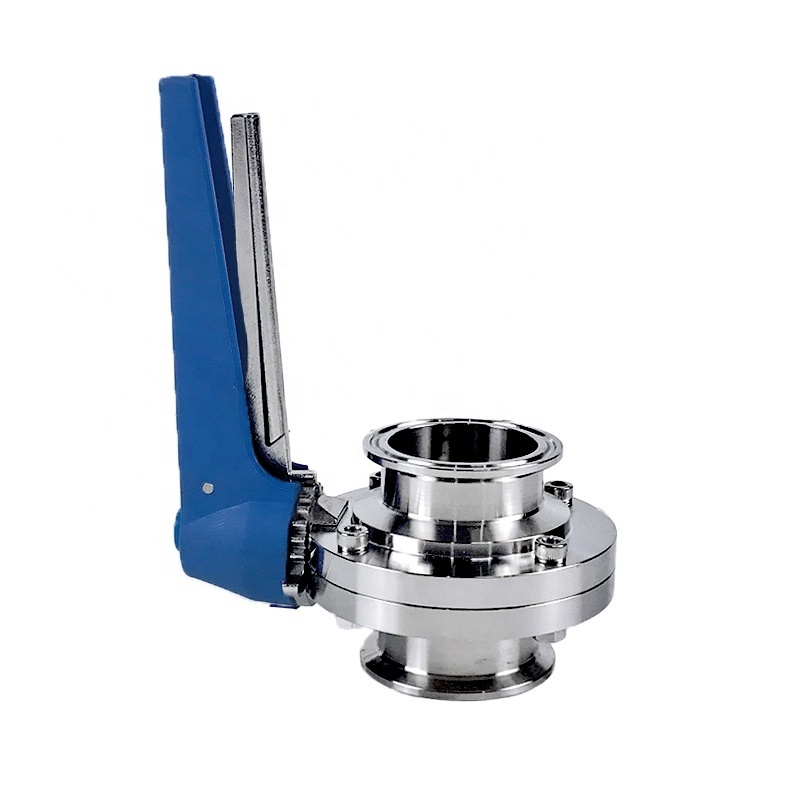 Aohoy 304 316 Stainless steel food grade tc ferrule end type manual tri clover clamp sanitary butterfly valve