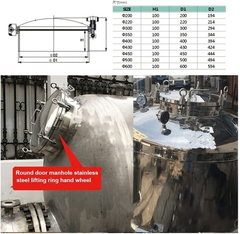 Aohoy stainless steel 304 sanitary polishing round high pressure vessel tank manhole cover manway