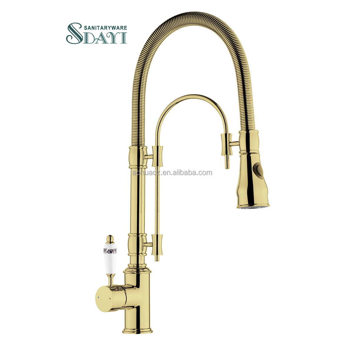 Brass Stainless Steel Brushed gold Torneira Gourmet Pull Down Kitchen Sink Faucets Pull Out Spring Kitchen Faucets