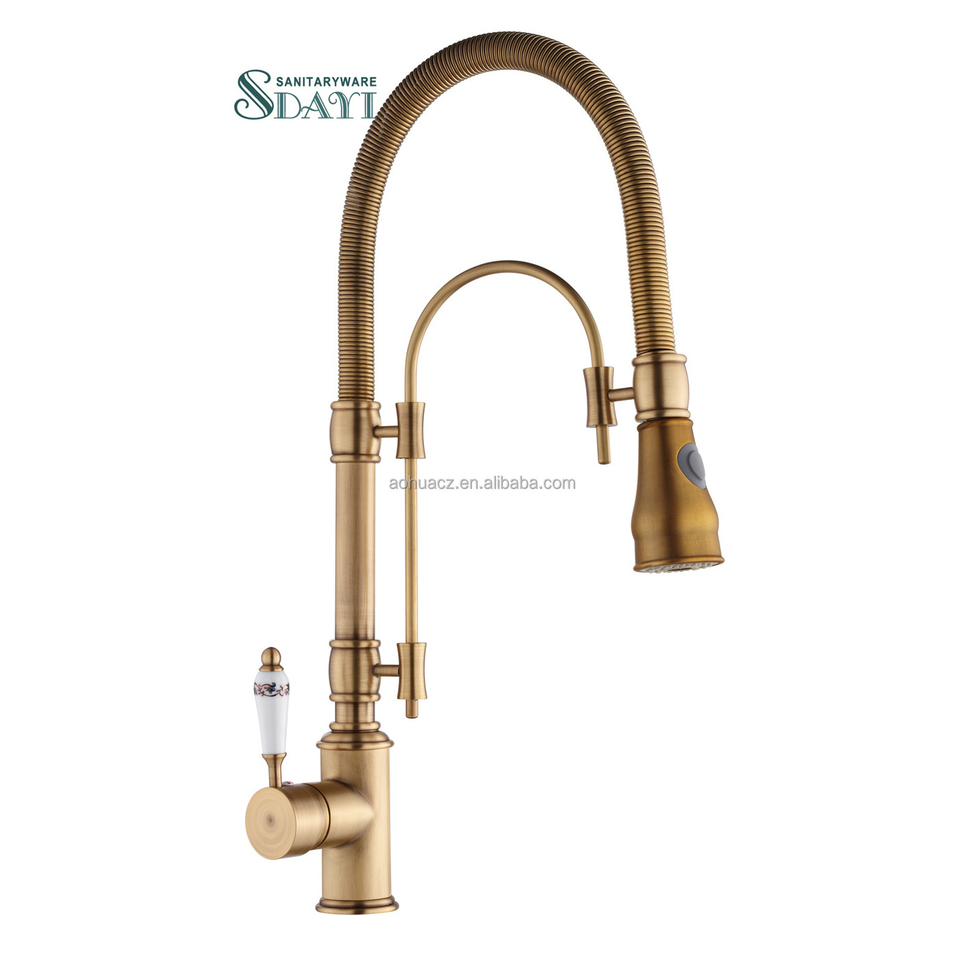 Brass Stainless Steel Brushed gold Torneira Gourmet Pull Down Kitchen Sink Faucets Pull Out Spring Kitchen Faucets