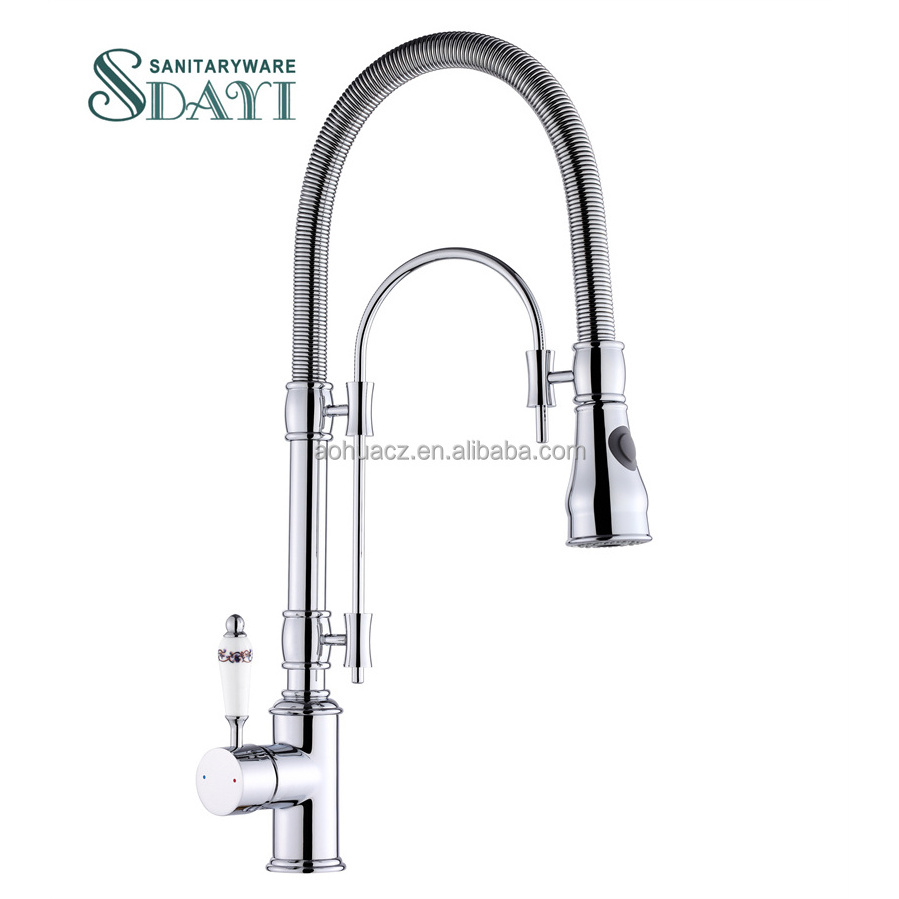 Brass Stainless Steel Brushed gold Torneira Gourmet Pull Down Kitchen Sink Faucets Pull Out Spring Kitchen Faucets