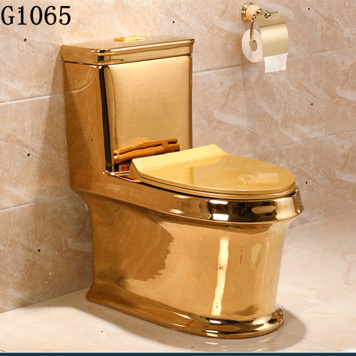 SDAYI sanitary ware bathroom gold design wc toilet bowl  ceramic one piece golden color toilet gold