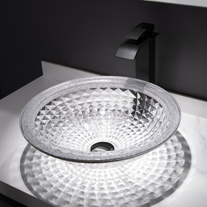 SDAYI Italy Design Tempered Glass Bathroom Countertop Crystal Sinks Washbasin Round Lavatory Basin