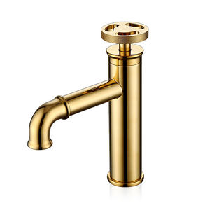 SDAYI Industrial Style Wheels Handle Gold Basin Mixer Basin Golden Bathroom  Faucet Water Tap