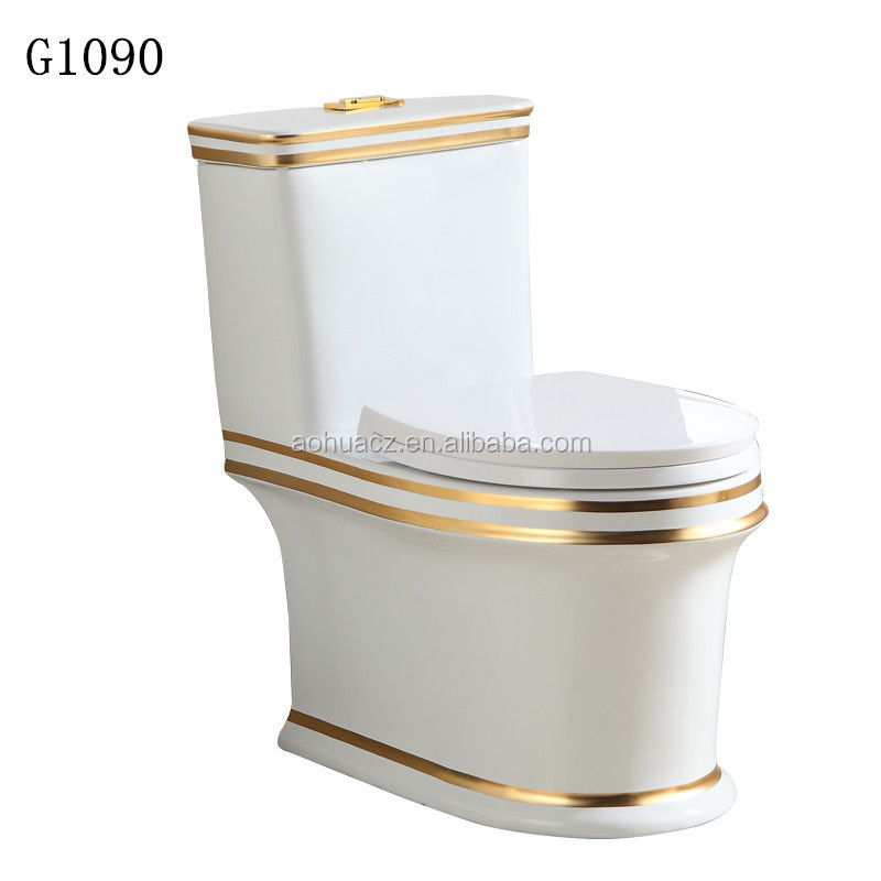 SDAYI sanitary ware bathroom gold design wc toilet bowl  ceramic one piece golden color toilet gold