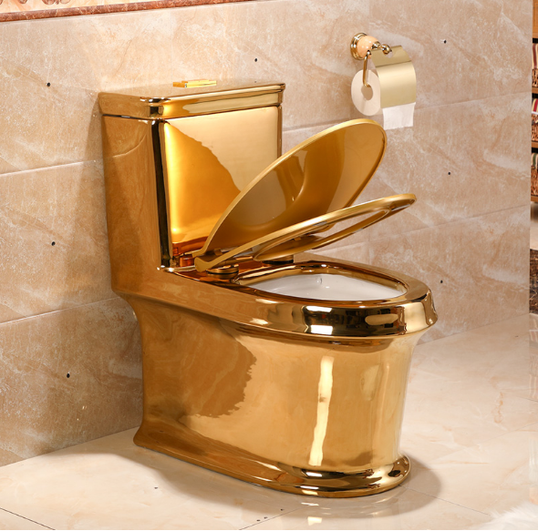 SDAYI sanitary ware bathroom gold design wc toilet bowl  ceramic one piece golden color toilet gold