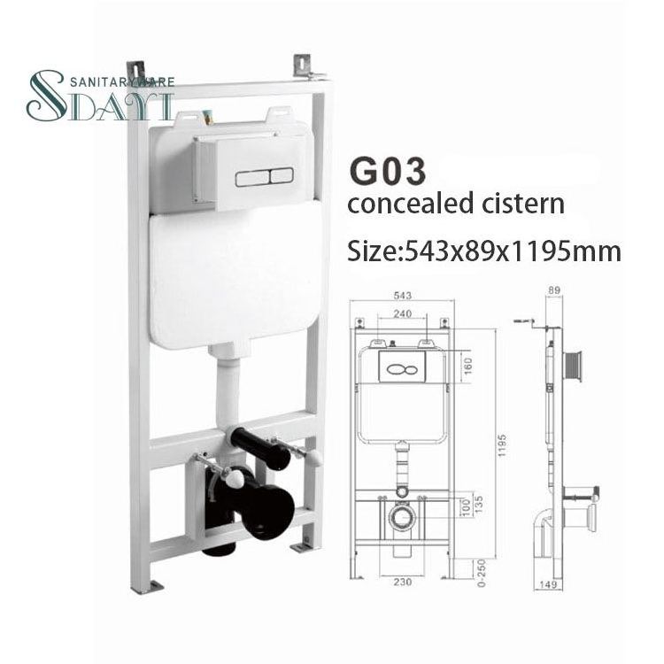 SDAYi sanitary ware plastic bathroom Concealed golden Toilet Cistern Wall Hung Toilet Water Tank