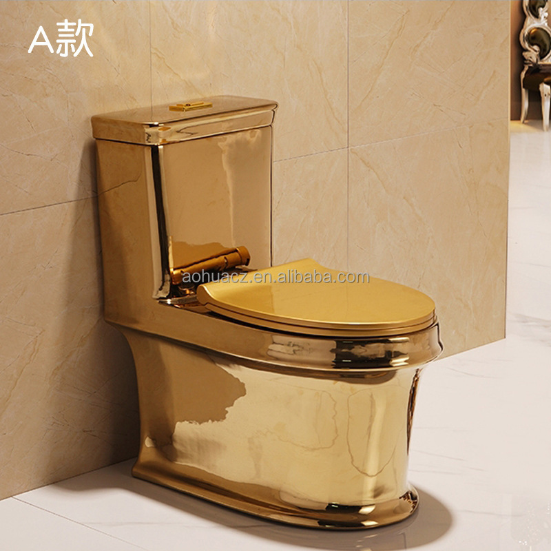 SDAYI sanitary ware bathroom gold design wc toilet bowl  ceramic one piece golden color toilet gold