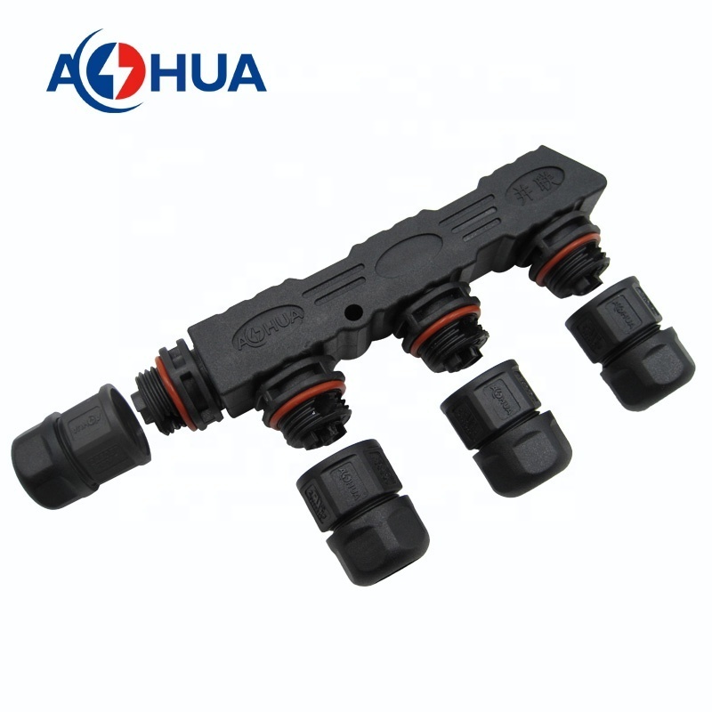 IP68 Male to Female F Splitter 2 Pin Power 1 Input 2 Output Waterproof Connector