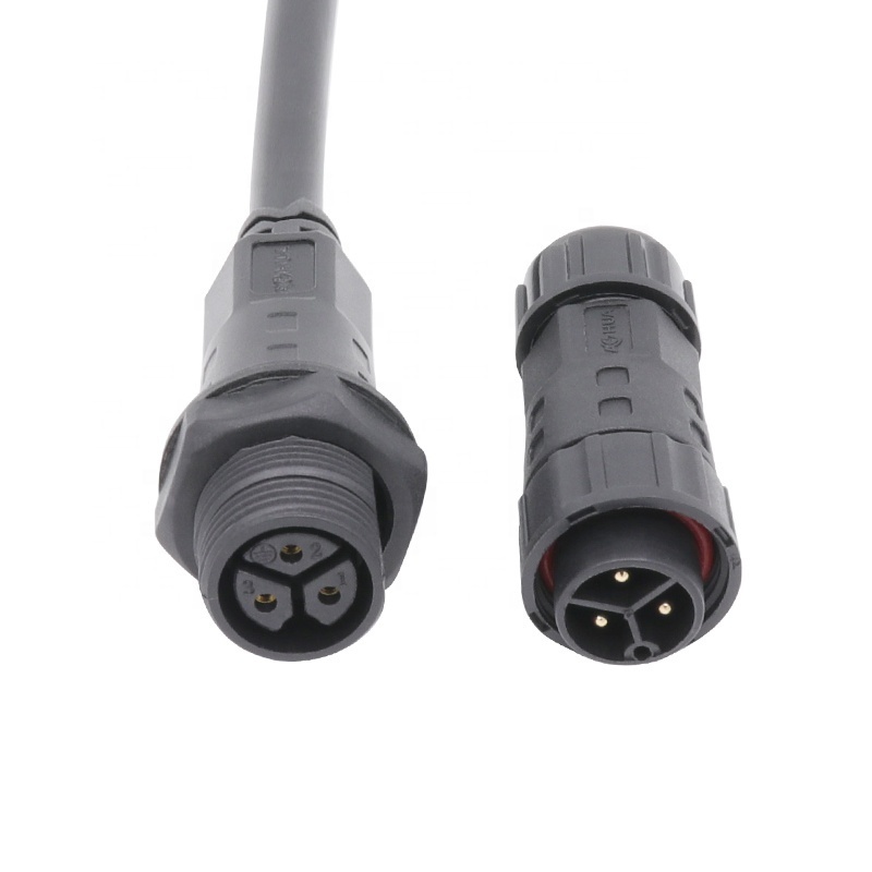 AOHUA M20 panel type 3 pin male female waterproof IP67 connector plug