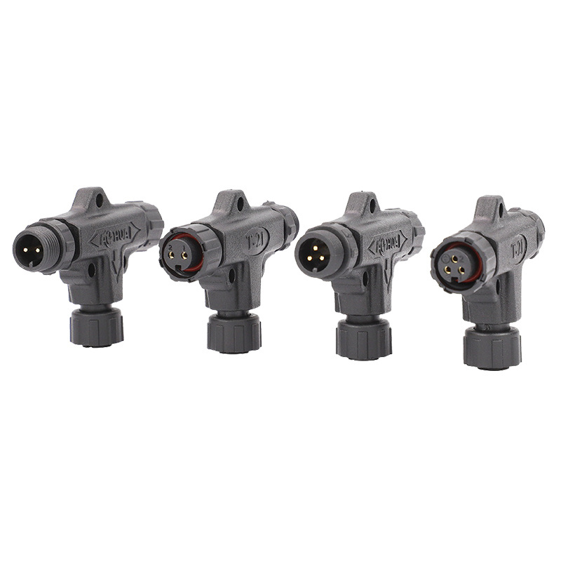 Hot Selling Waterproof Connector 3 Way Power Connecting 2 3 4 Pin Line T connector