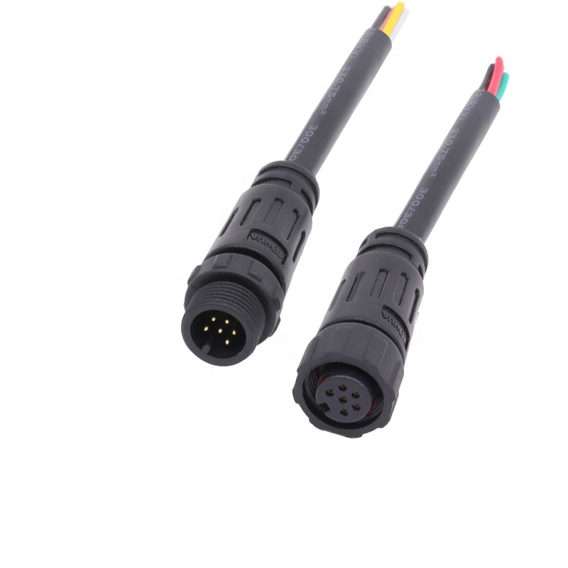 Nylon 2 3 4 5 6 7 8 pin ip67 waterproof power male female m12 connector with cable