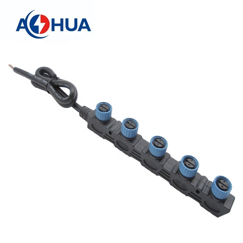 AOHUA factory M15 outdoor garden ip68 led lighting F shape 1 to 5 CE UL waterproof power cable connector led module connector