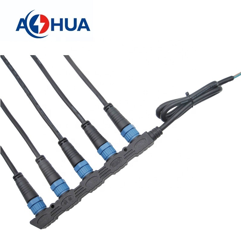 AOHUA factory M15 outdoor garden ip68 led lighting F shape 1 to 5 CE UL waterproof power cable connector led module connector