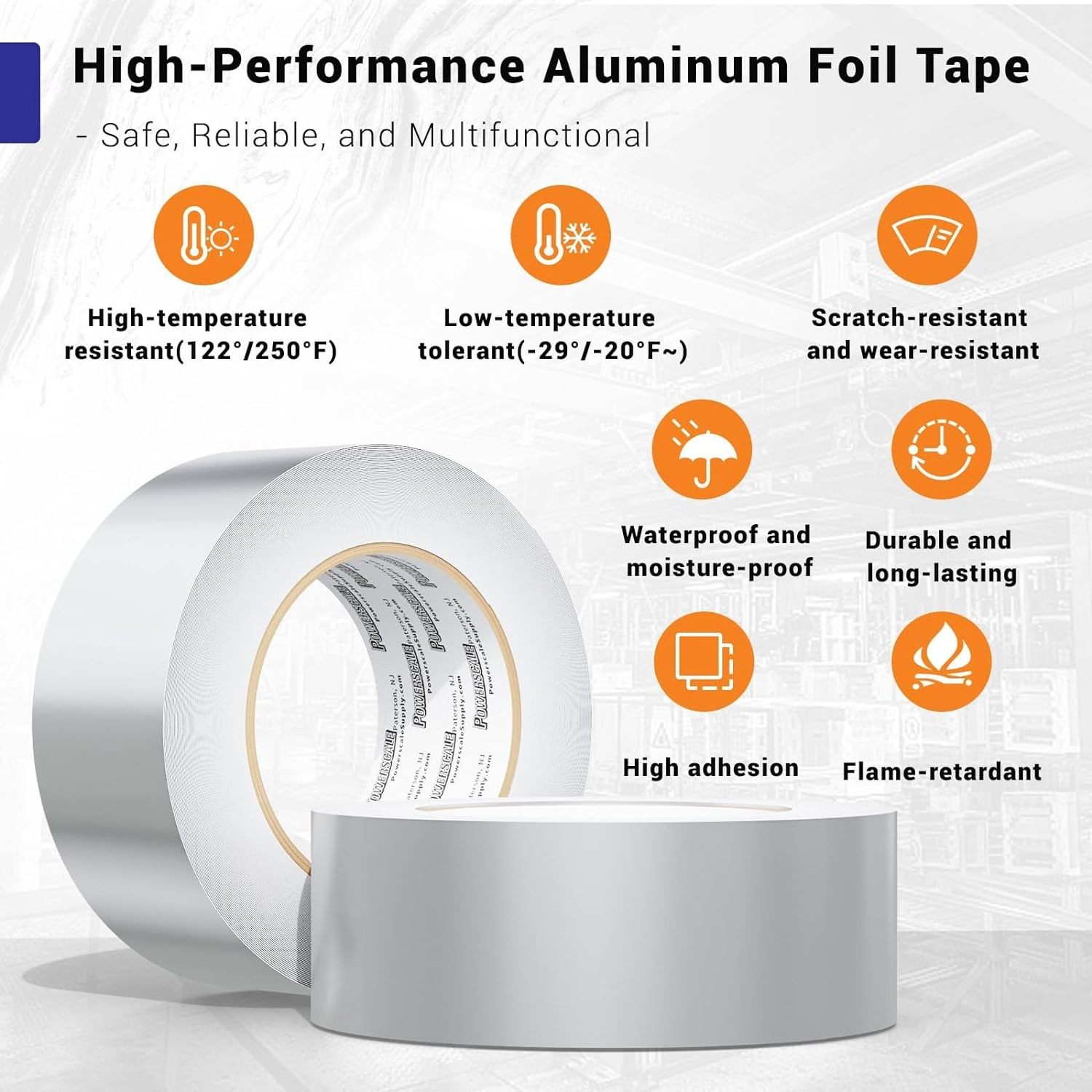 Aluminum foil tape high temperature resistant waterproof tinfoil paper tape range hood seal  floor heating insulation glue