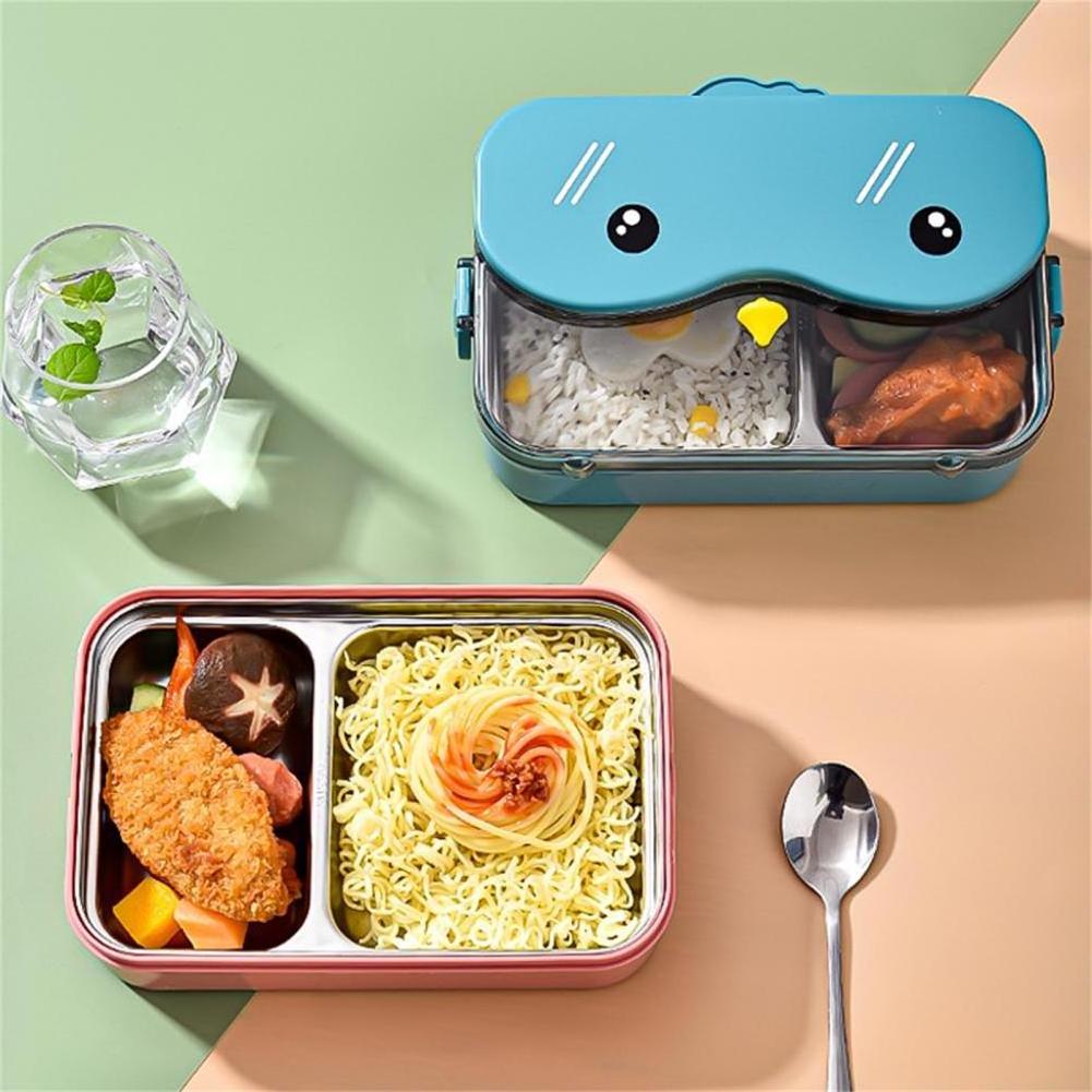 Compartment Design Kawaii Lunch Box Included Food Grade Stainless Steel Plastic Lunch Storage Box Kids Bento Lunch Box