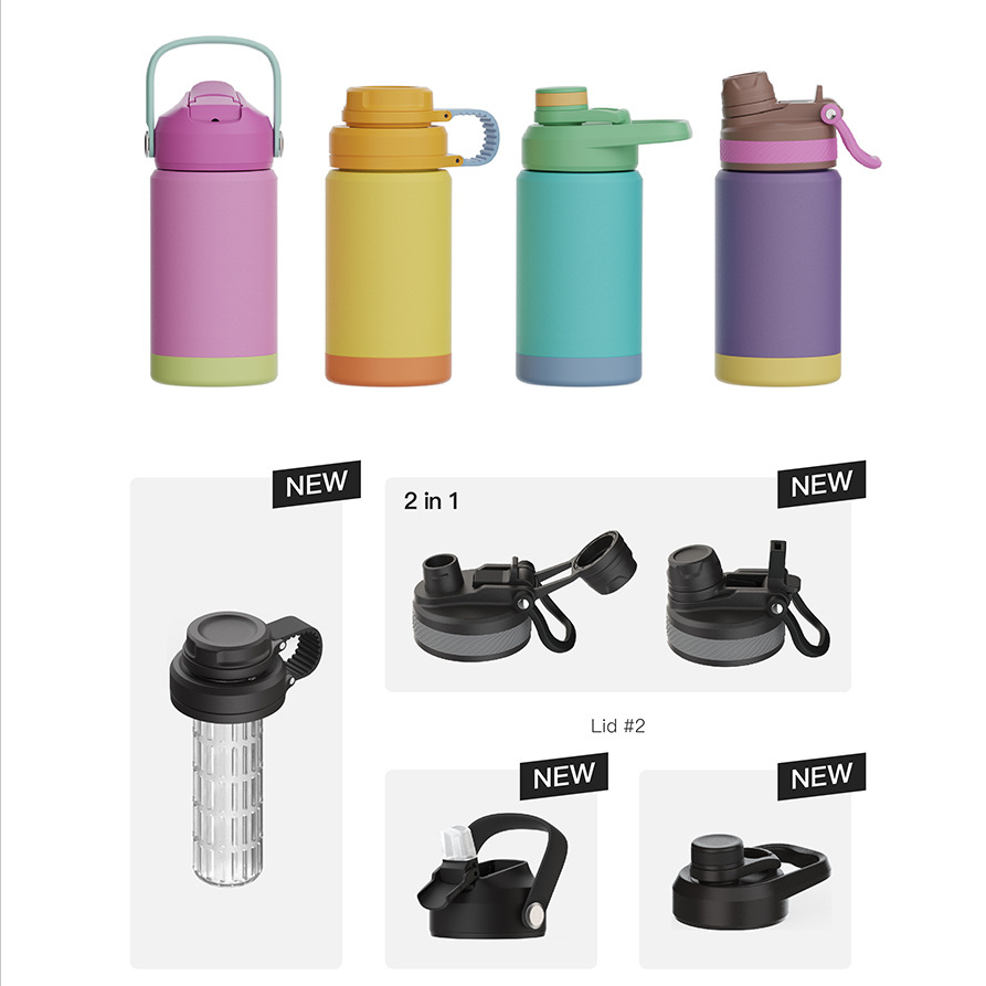 Hot Sale Sports Water Bottles with Straw- Custom Lid and Logo Insulated Stainless Steel Double Wall Water Bottle