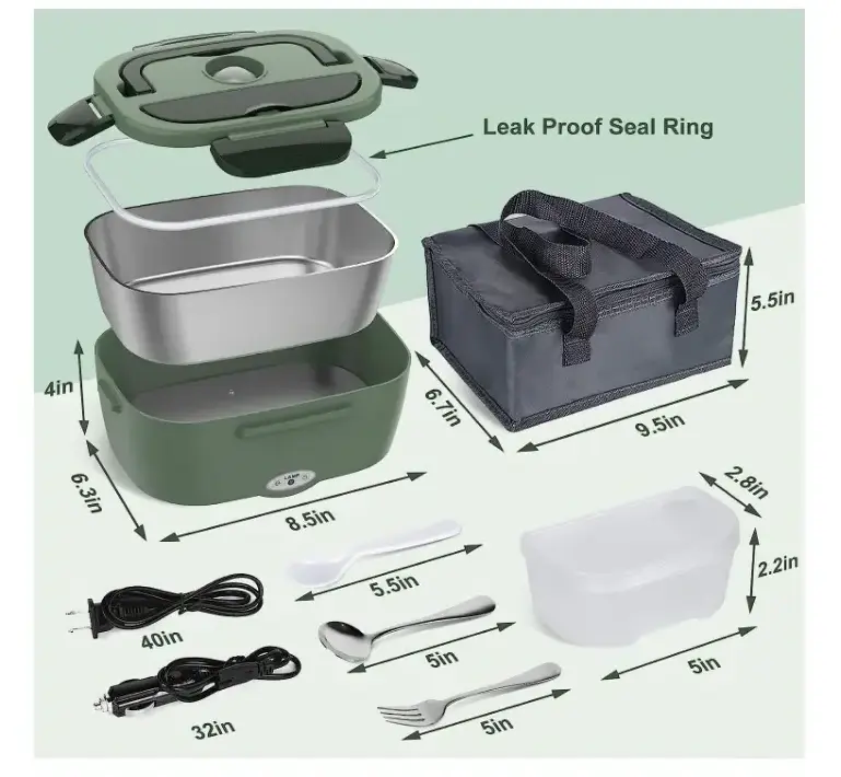 Hot sales Electric Lunch Box Portable Adult Car Food Heating Warmer Container Stainless Steel Thermal Lunch Box 110V/12V/24V 80W