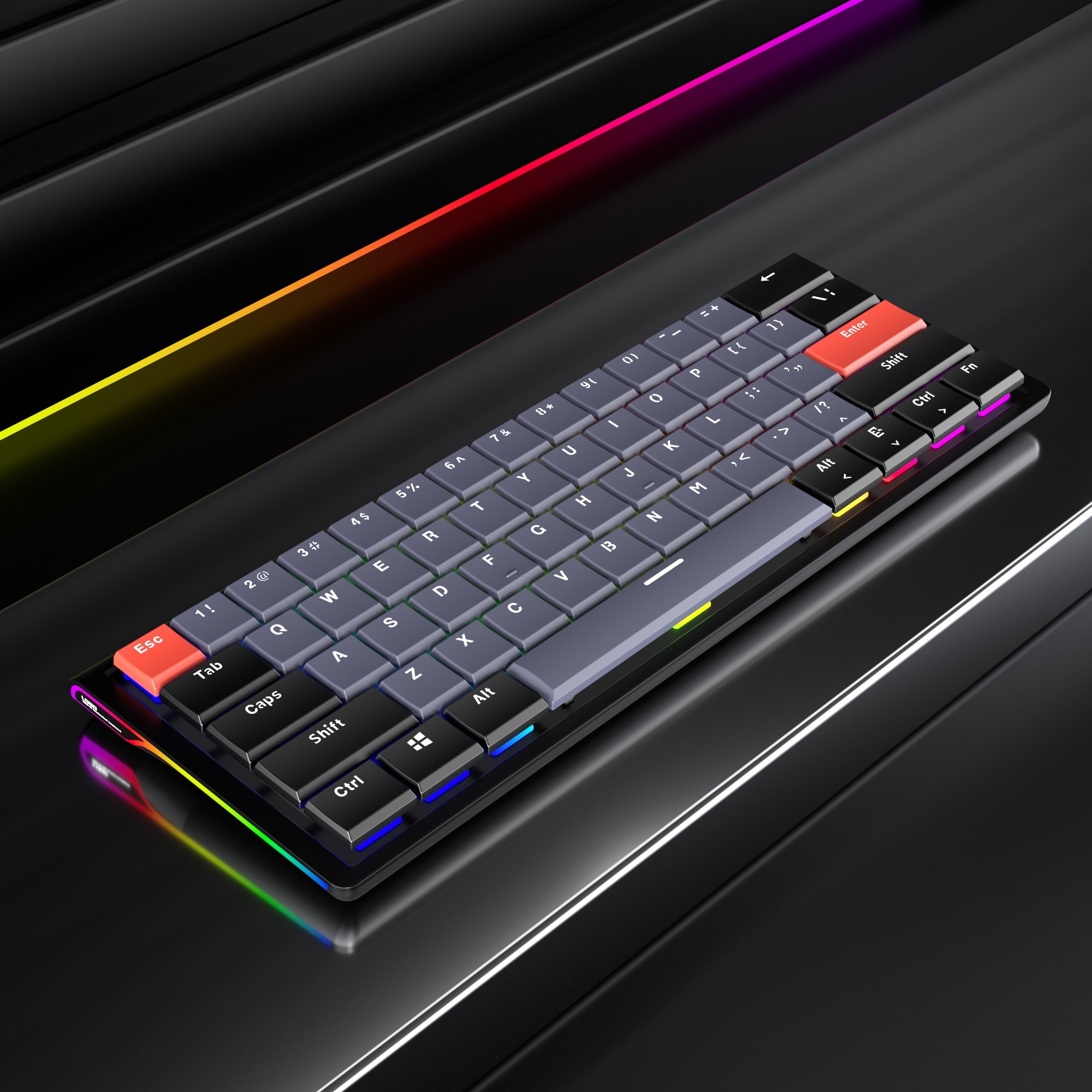 Low-profile Portable Wireless Keyboard Custom PC Gaming RGB Gamer Keyboard 60 Mechanical Keyboard Multi-layout TYPE-C Interface