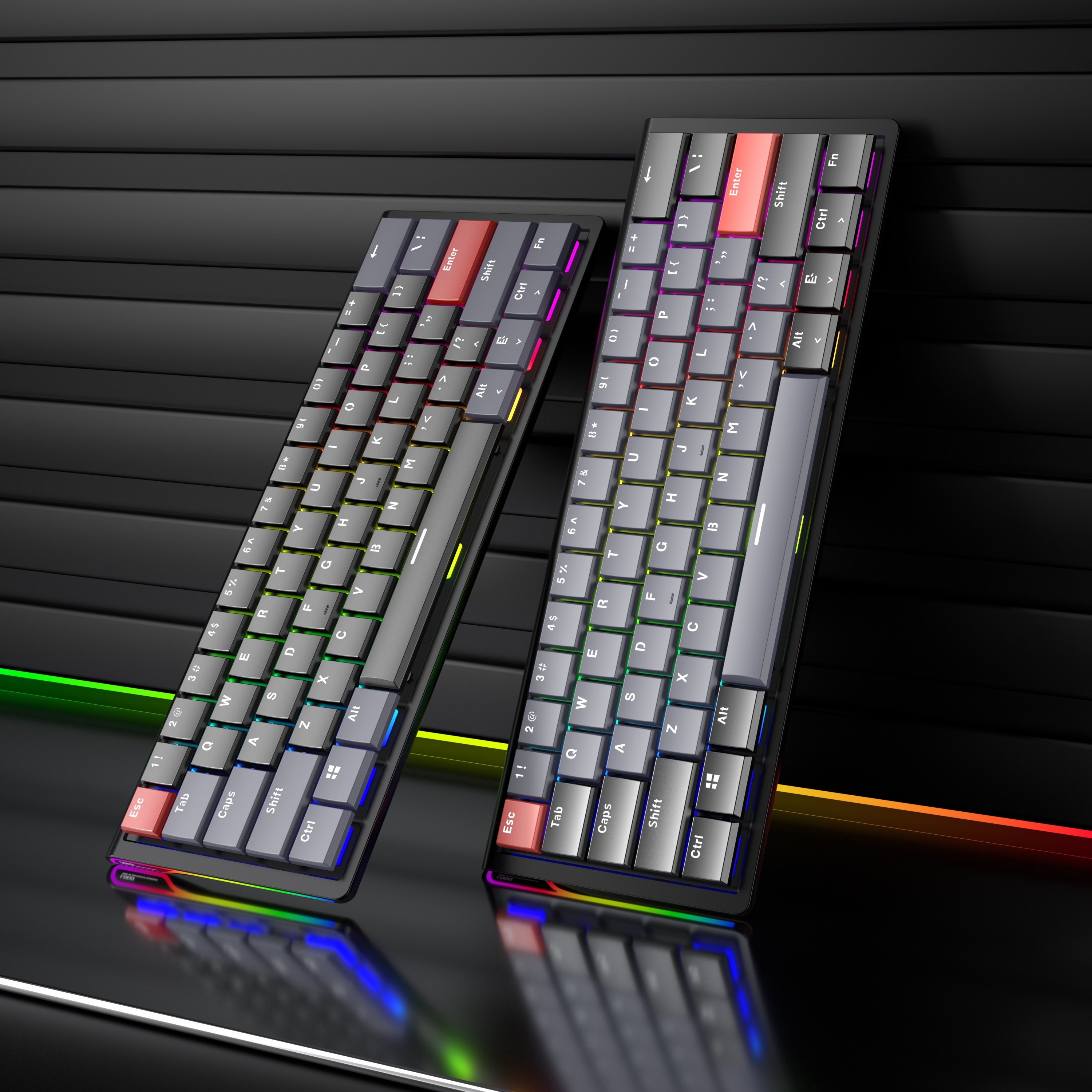 Low-profile Portable Wireless Keyboard Custom PC Gaming RGB Gamer Keyboard 60 Mechanical Keyboard Multi-layout TYPE-C Interface