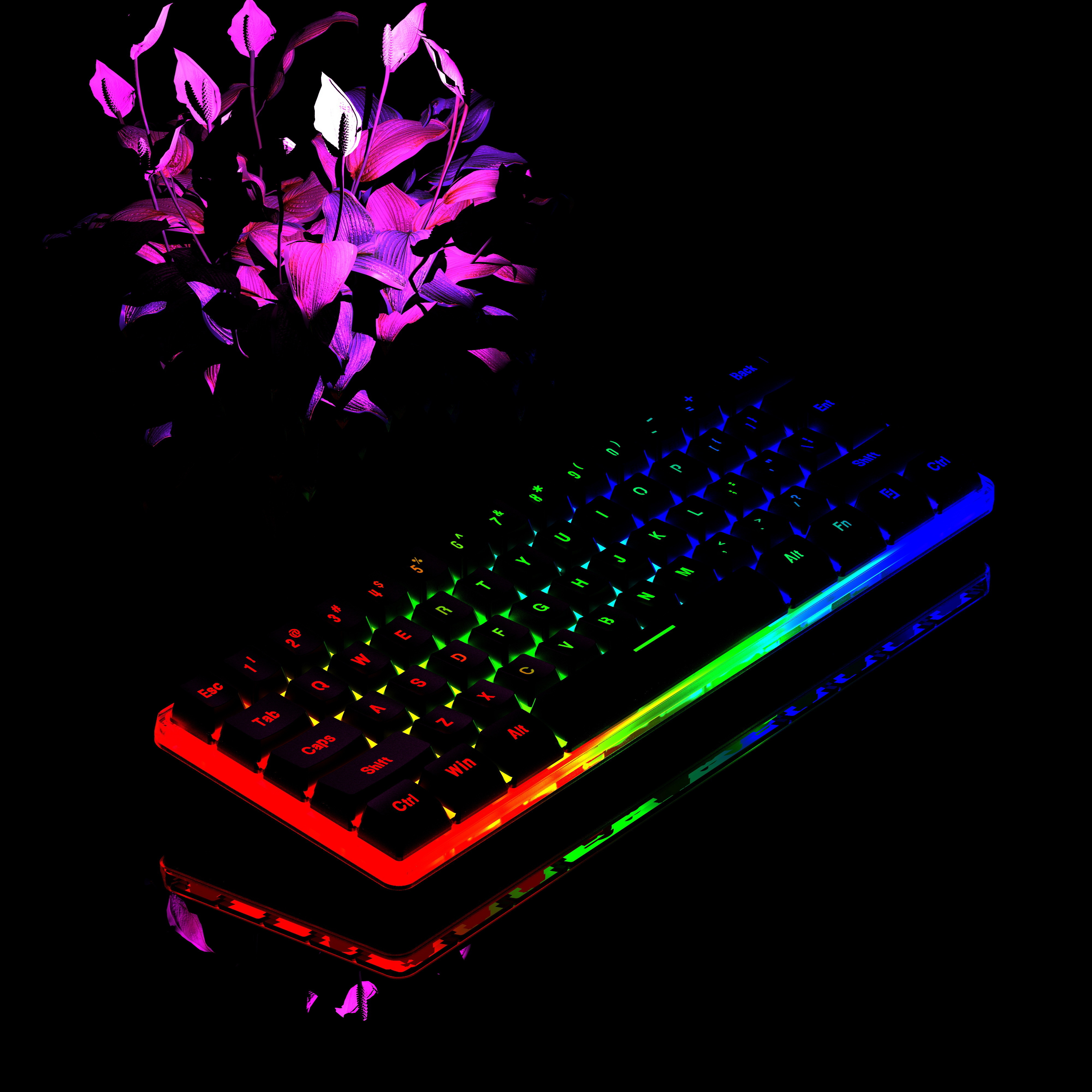 SAMA Factory OEM 60% Gaming Mechanical Keyboard RGB Stripe Keyboard Laptop Gamer Color-block Keycaps Wired Keyboard