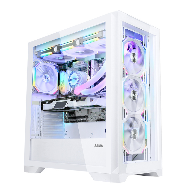 SAMA PC Case Custom Slide Tempered Glass Chassis Gamer Mid Tower Desktop Computer Mini ITX MATX ATX Gaming Case