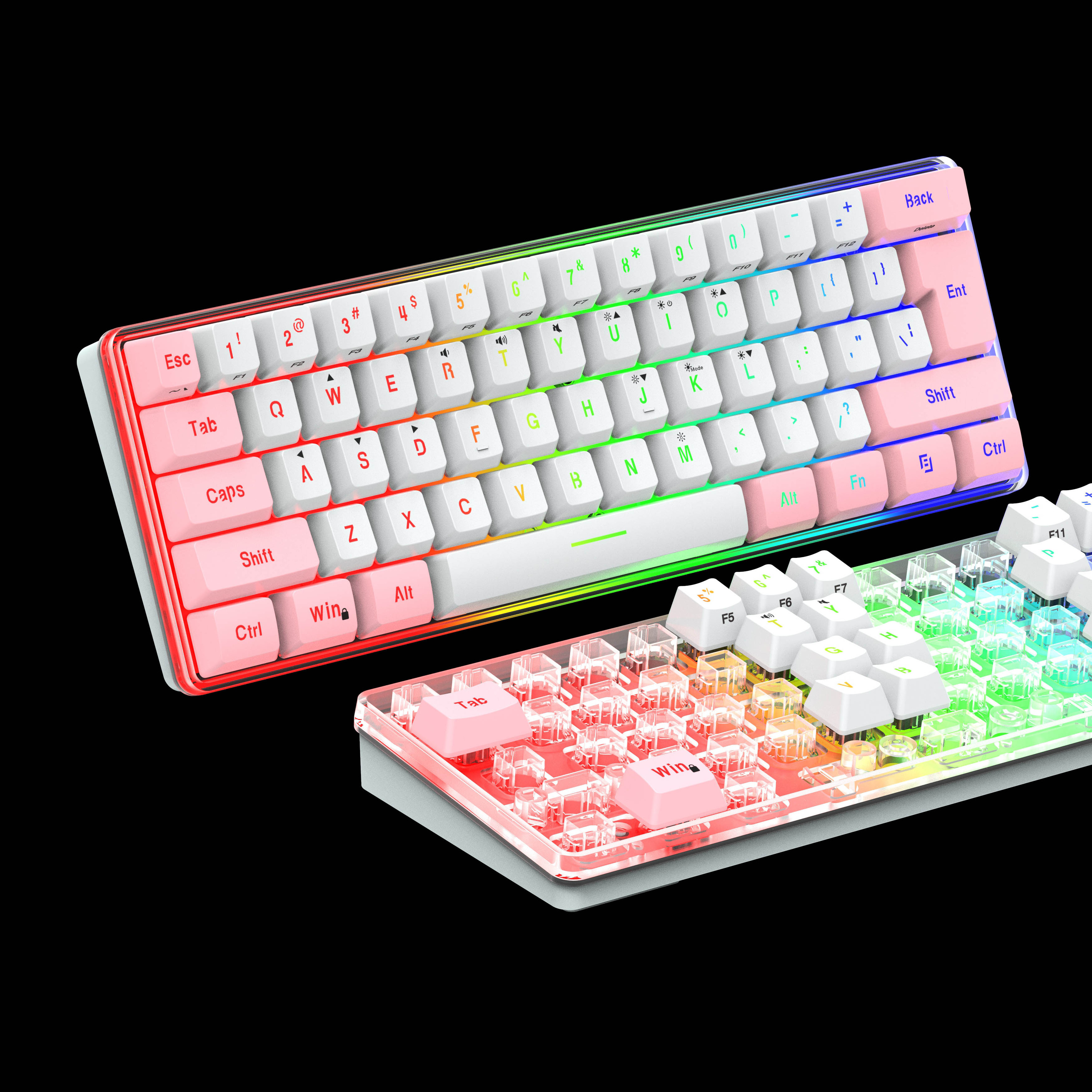 SAMA Factory OEM 60% Gaming Mechanical Keyboard RGB Stripe Keyboard Laptop Gamer Color-block Keycaps Wired Keyboard