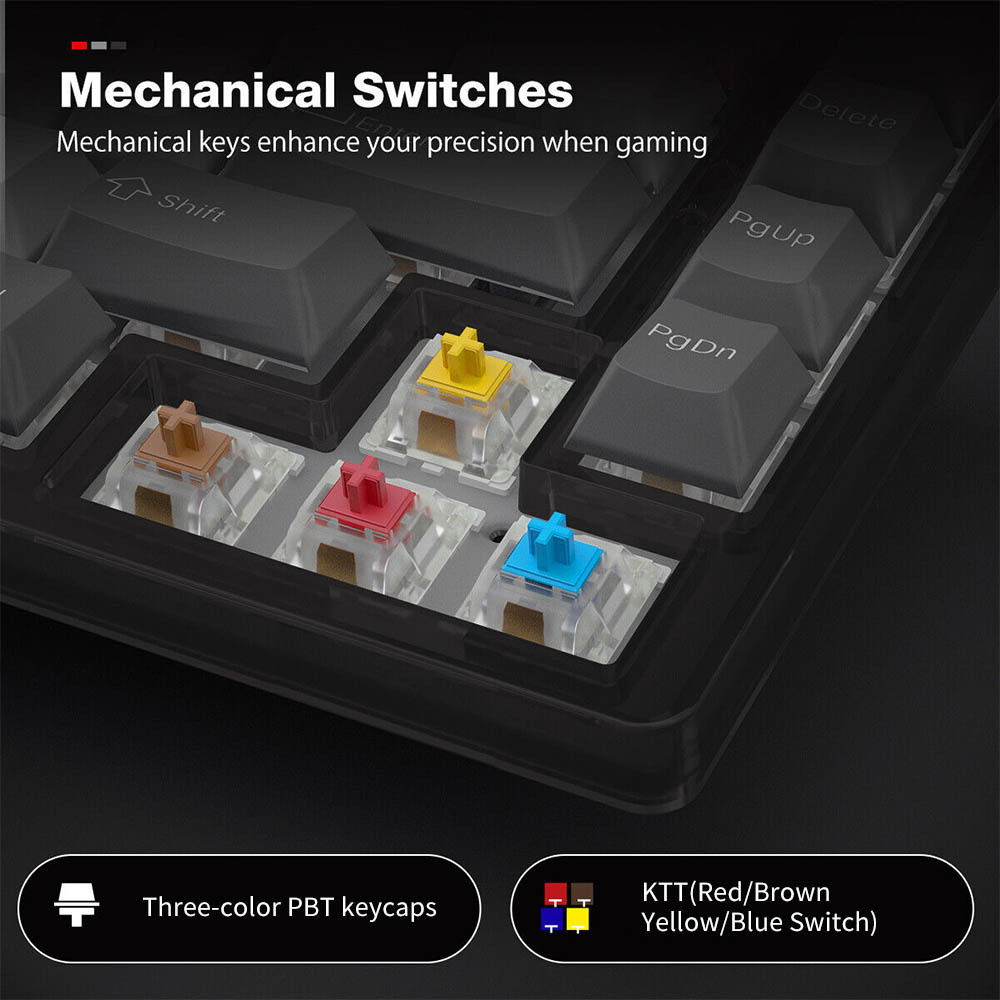 SAMA 65% Wireless Mechanical Gaming Keyboard 68 key RGB Hot Swappable Brown Switch 2.4G BT Wired Transparent PC Keycaps Keyboard