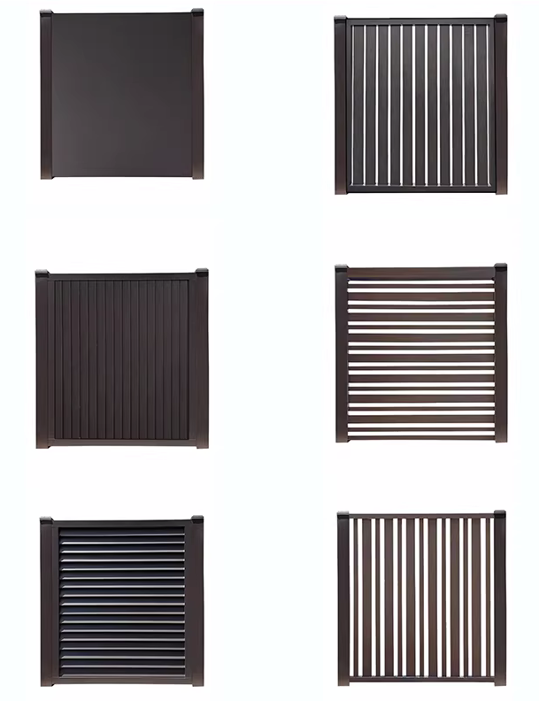 Black home slat design decorative fencing panels swimming pool decorative backyard privacy modern material aluminium fence