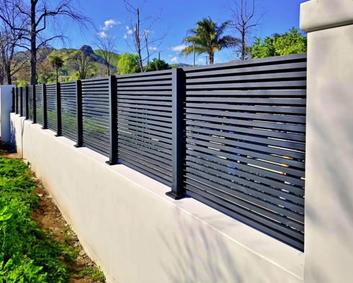 Black home slat design decorative fencing panels swimming pool decorative backyard privacy modern material aluminium fence