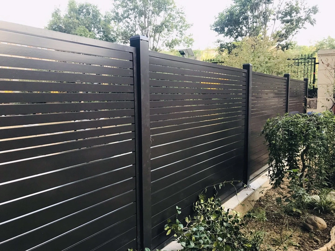 Black home slat design decorative fencing panels swimming pool decorative backyard privacy modern material aluminium fence