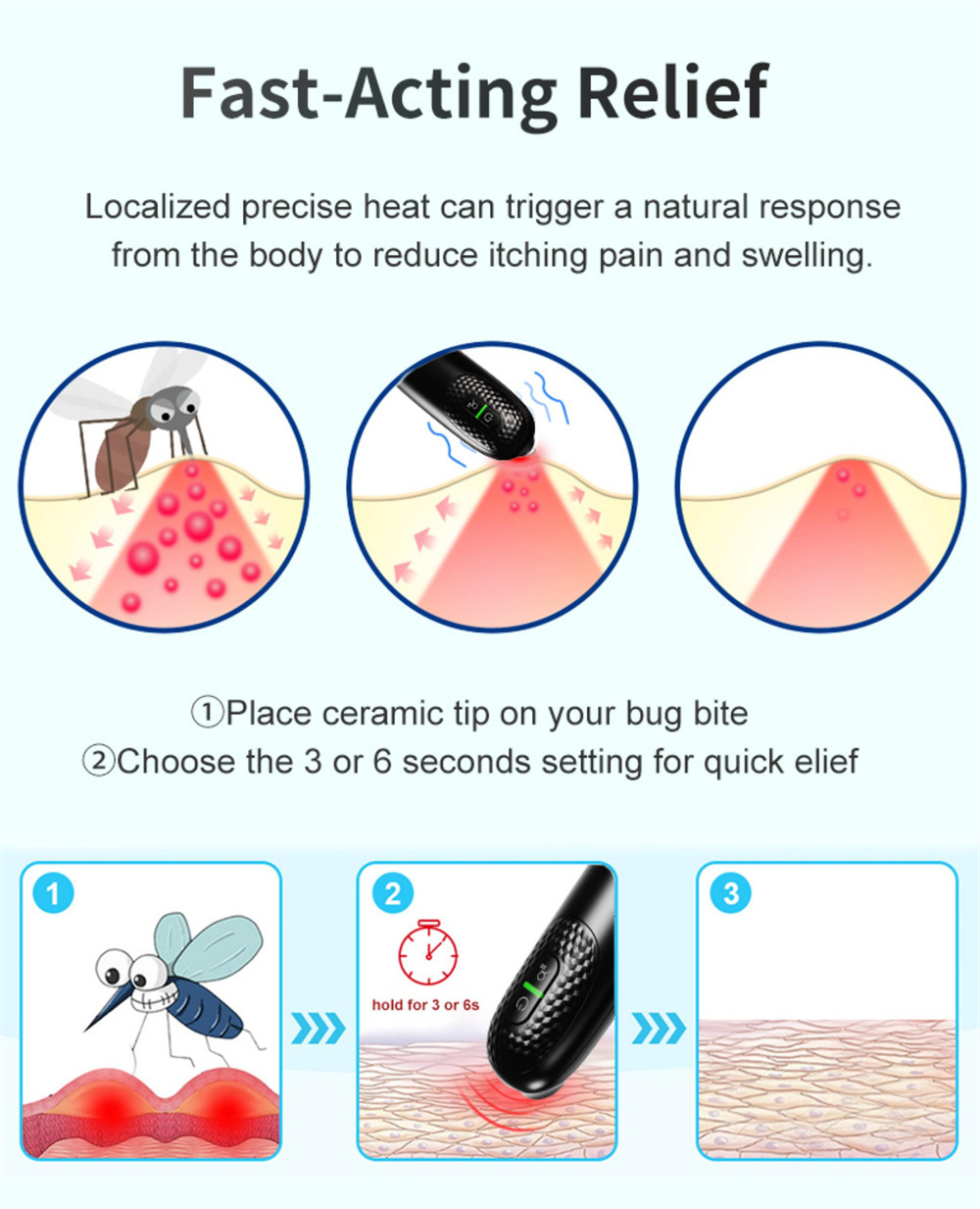 CE MDR Class IIa Insect Bite Healer Mosquito Bite Heat Pen Quick Insect Bite Relief of Itching and Swelling