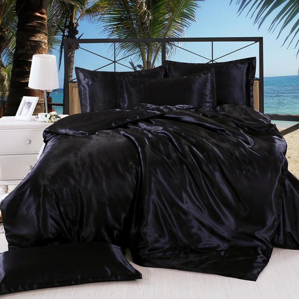 All Season Double Size Silky Satin Bedding Comforter Luxury Duvet Cover Sets With Pillowcases