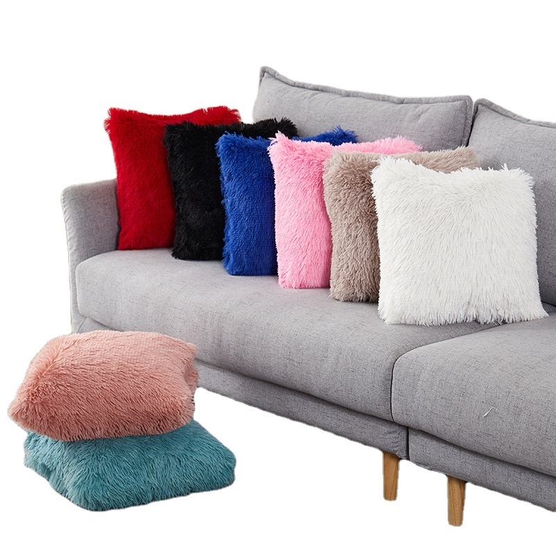 BLACK FRIDAY STOCK UP SALE Wholesale Long Plush Fleece Cushion Cover Solid Color Faux Fur Throw Pillow Case