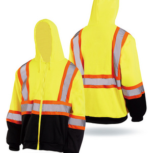 Safety work shirt Hi Vis Black Bottom Full-Zip Hoodie Sweatshirt Yellow/Orange  fire retardant clothing