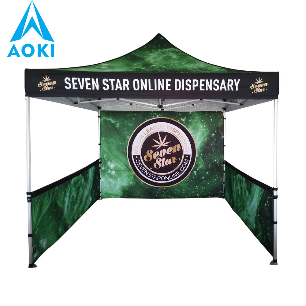 Shop 10x10ft folding trade show canopy tent frame with custom printed tent top plus 1 back full wall and 2 half side