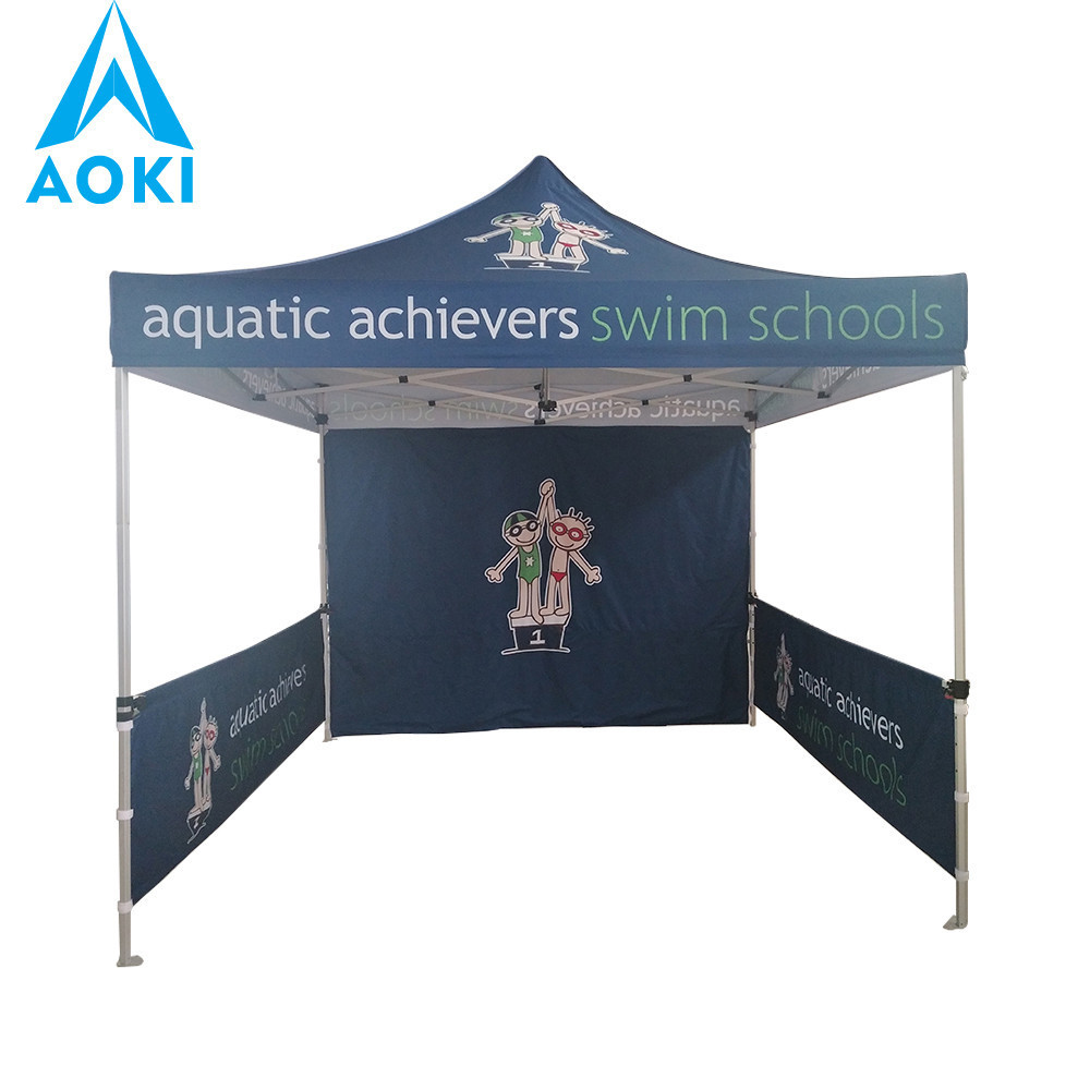 Shop 10x10ft folding trade show canopy tent frame with custom printed tent top plus 1 back full wall and 2 half side