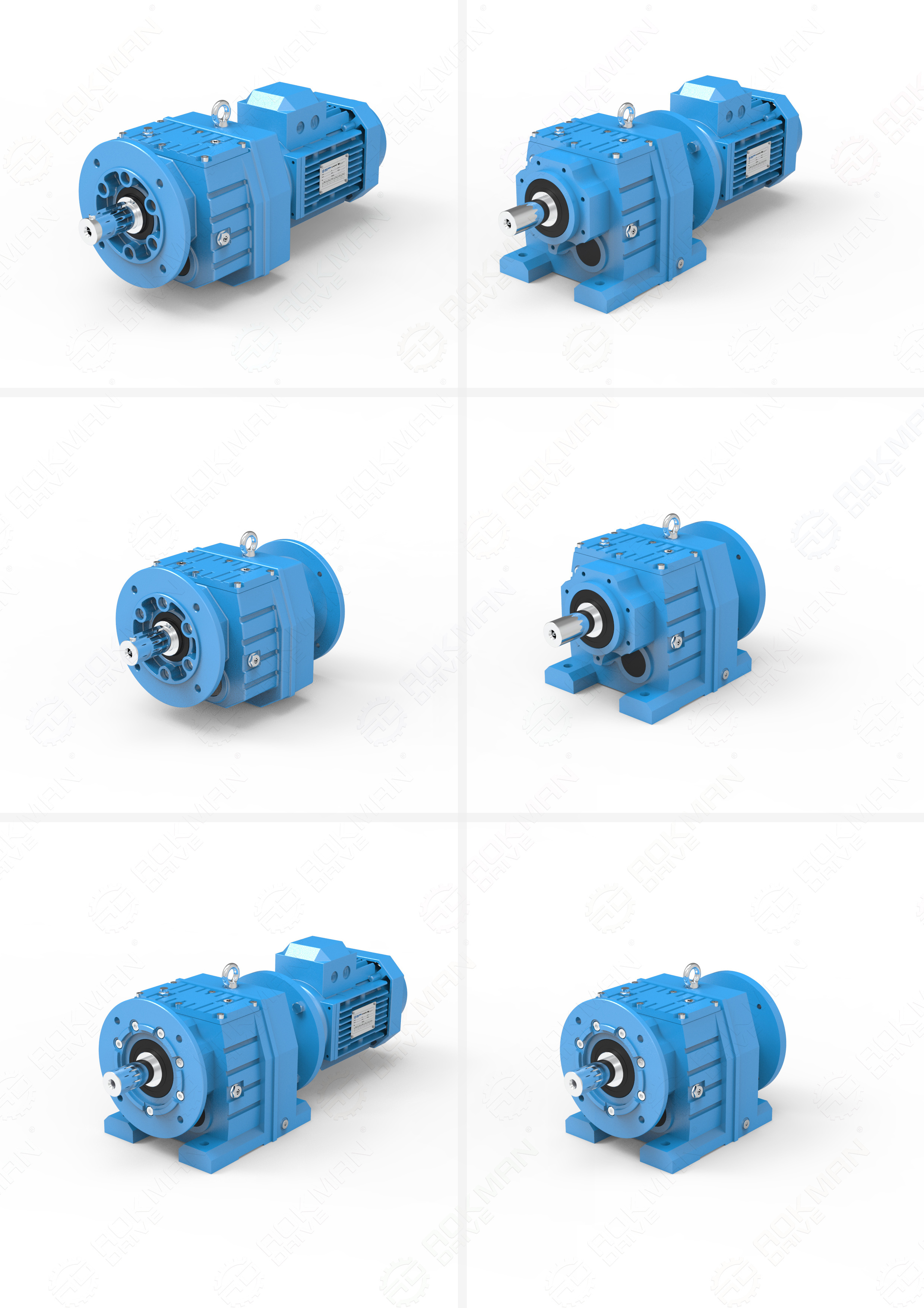 Aokman Flange Mounted Inline Coaxial Helical Geared Motor Gearbox Horizon in Line Helical Gearbox