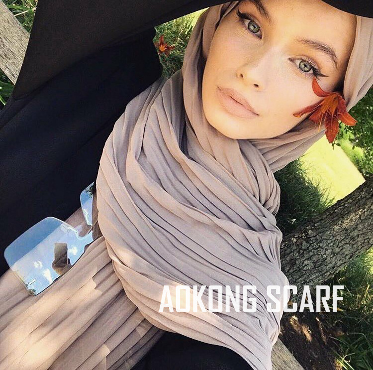 24 colors women islam malaysia arab thick muslim solid plain crinkle pleated chiffon hijab scarf