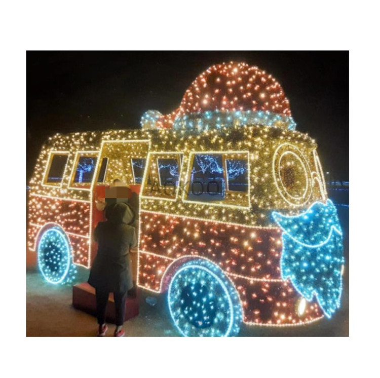 Custom Park Plaza Christmas Decoration 3D Train Motif Light